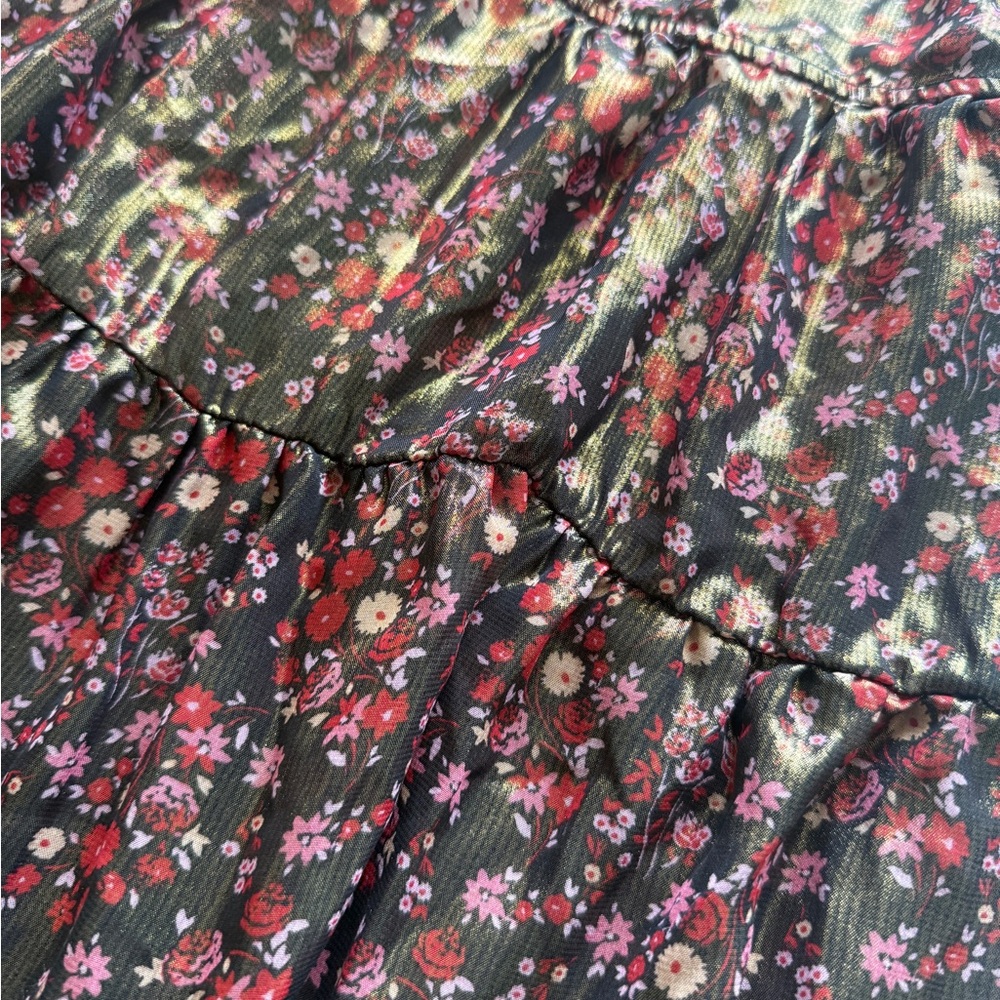Trixxi Floral Gold Shimmer Halter Dress - Picture 5 of 9